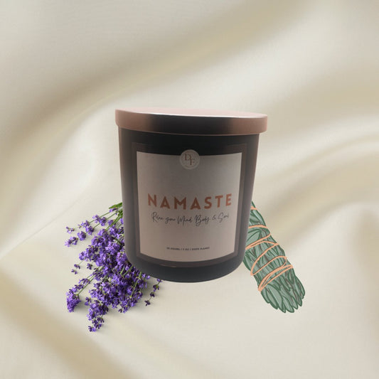 Experience a soothing spa-like feeling at home with Namaste! Relax your mind, body, and soul with calming aromas of lavender and white sage. Enjoy the calming essence of the wooden wick as you drift away and let go of all your stress and worries. Namaste!